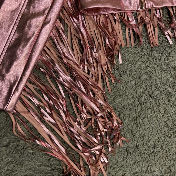 KELSEY RANDALL X Revolve NEW Senne Fringe Jacket Stars Rhinestone Rose Quartz XS - Picture 11 of 16